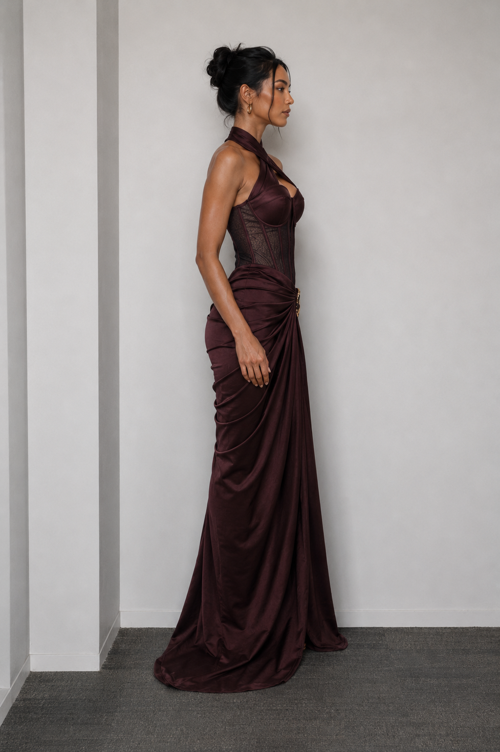 PRE ORDER ONLY - Jana Draped Corset Maxi Chocolate Brown