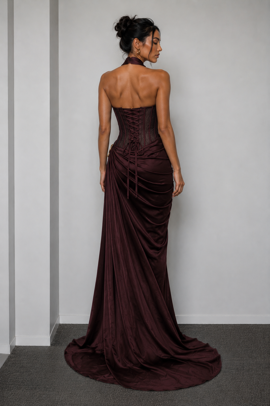 PRE ORDER ONLY - Jana Draped Corset Maxi Chocolate Brown
