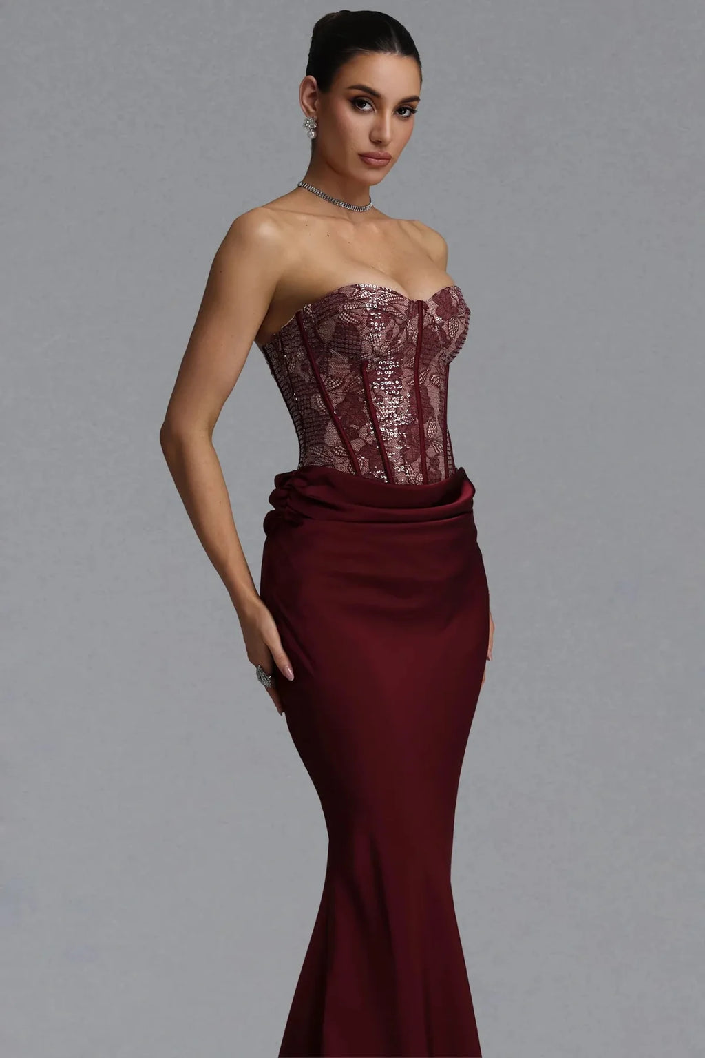 Wren Strapless Sequin Corset Maxi Dress