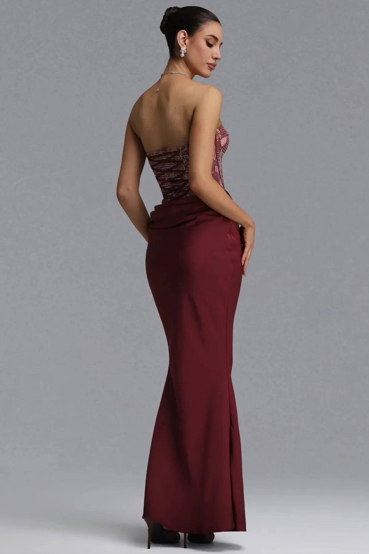 Wren Strapless Sequin Corset Maxi Dress