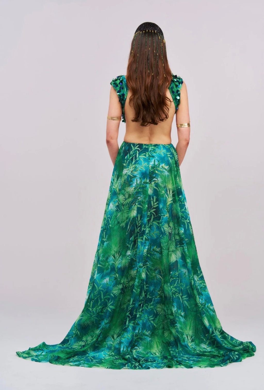 Yolanda Printed Embellished Maxi Dress (J-Lo dupe dress)